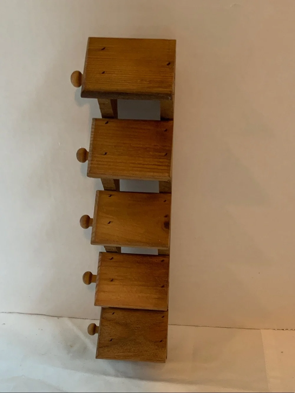 Wood Wall-Mounted Hook Rack with Five Knobs - Brown